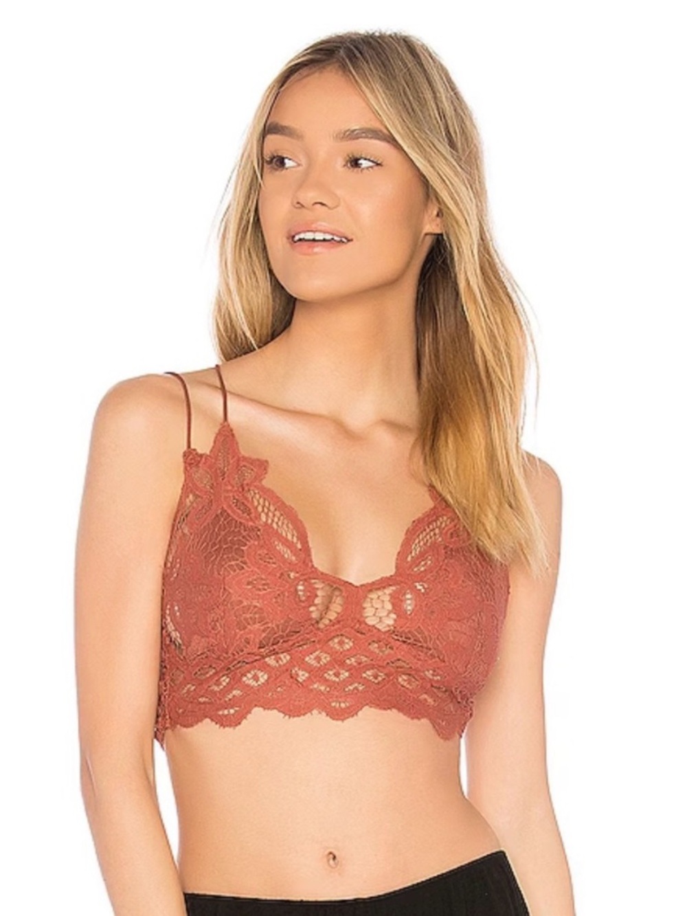 Free People Lace Crop Top in copper